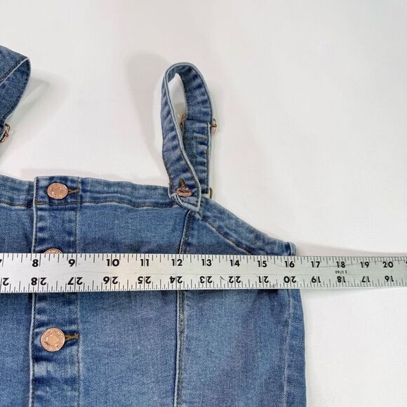 Guess Shorts Romper Women Medium y2k Mid Wash Blue Denim Button Front Sleeveless - Picture 5 of 16